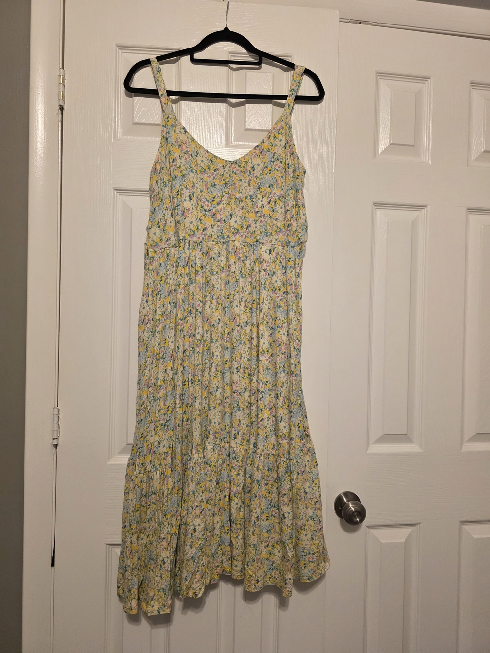 Torrid Yellow Floral Midi Dress with Spaghetti Straps